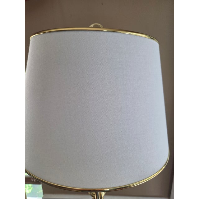 Vintage Brass Bouillotte Horn 3-Arm Lamp For Sale - Image 10 of 13