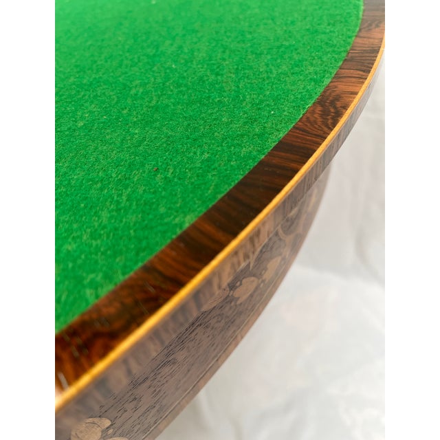 1970s Baker Furniture Stately Homes Demilune Inlaid Wood Game Table For Sale - Image 11 of 12
