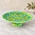 A vibrant mid-century ceramic pedestal compote by INARCO of Japan, model E2606. Its broad, low-profile dish is covered...