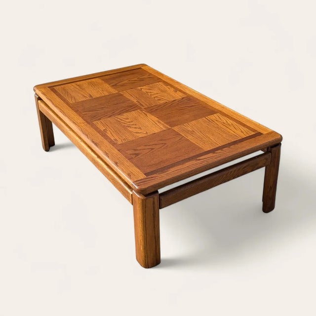 1980s 1980s Mid-Century Oak Coffee Table With Checkered Parquet Top For Sale - Image 5 of 10