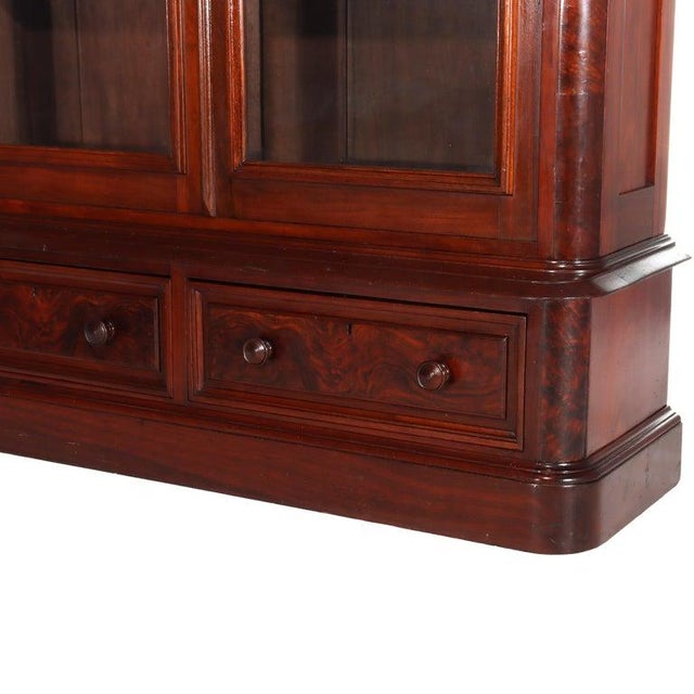 Antique Renaissance Revival Walnut & Burl 2-Door Bookcase C1880 Measures - 91" x 50 1/4" x 16" Shelves - 7 3/4" D x...