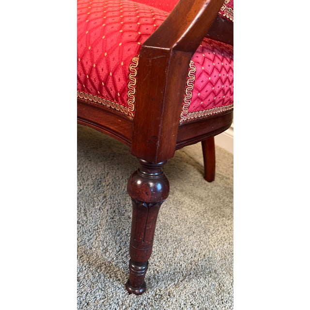 Edwardian Neoclassical Mahogany Parlor Settee, Circa 1900, Professionally Upholstered For Sale In Seattle - Image 6 of 12