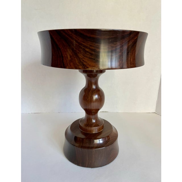 Vintage Signed Lacquered Wood Pedestal Bowl For Sale - Image 9 of 12