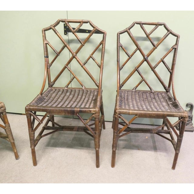 Brown Vintage Chinese Chippendale Angraves Bamboo Plantation Chairs, 1930, Set of 10 For Sale - Image 8 of 9