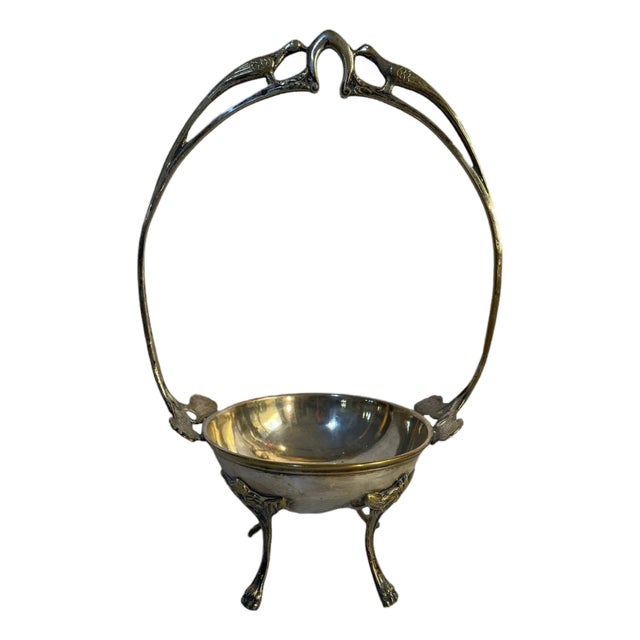 Art Nouveau Silver Plated Basket For Sale