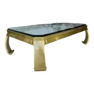Asian Inspired Brass Coffee Table, Mastercraft Style