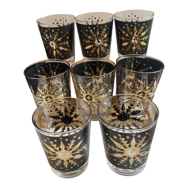 1950s Double Old Fashioned Bourbon Glasses Signed Helen Conroy Atomic