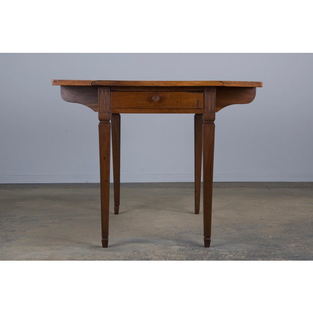 Brown Antique French Louis XVI Neoclassical Style Walnut Drop Leaf Table For Sale - Image 8 of 12