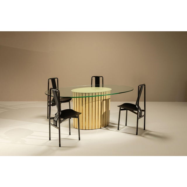 Vintage Oval Dining Table with Glass Top, Italy, 1970s For Sale - Image 9 of 12