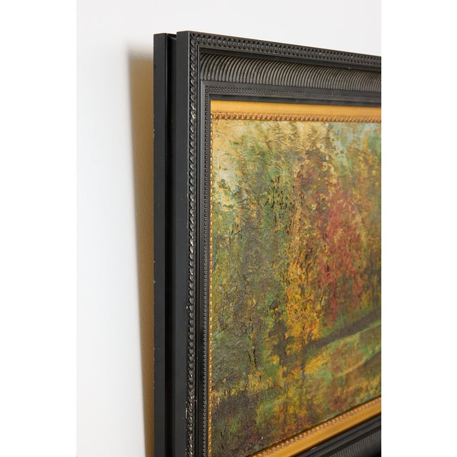 Red English Impressionist Landscape Oil on Board Painting For Sale - Image 8 of 9