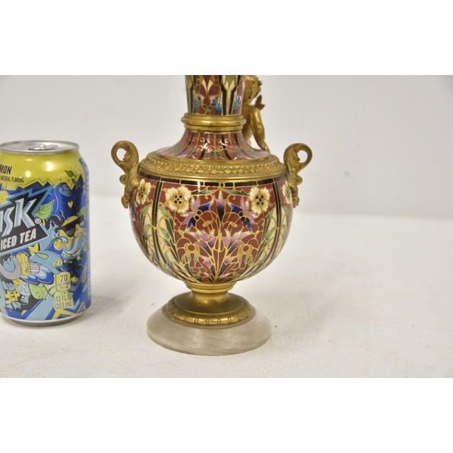 French Bronze & Champleve Enamel Vase For Sale - Image 10 of 10