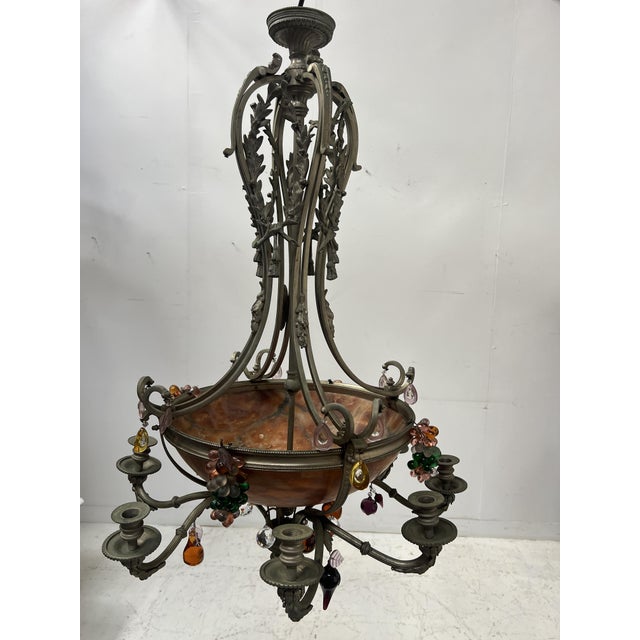 19th Century Napoleon III Bronze and Alabaster Chandelier with Eight Lights For Sale - Image 6 of 18
