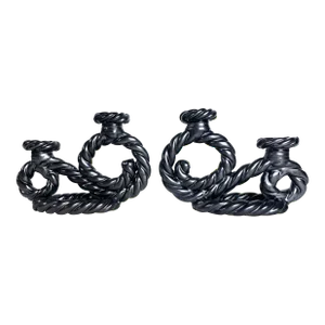 Pair of Twisted Rope Ceramic Two Light Vallauris Candlesticks