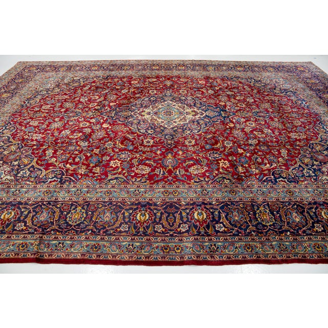 1960s Vintage Red Mahal Hand-Knotted Wool Rug With Medallion Design For Sale - Image 5 of 10
