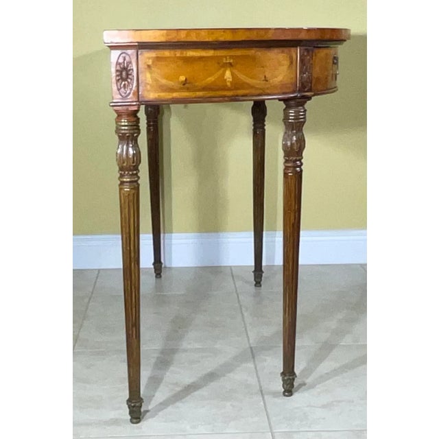 Brown Satinwood Inlaid Demilune Pier Table For Sale - Image 8 of 12