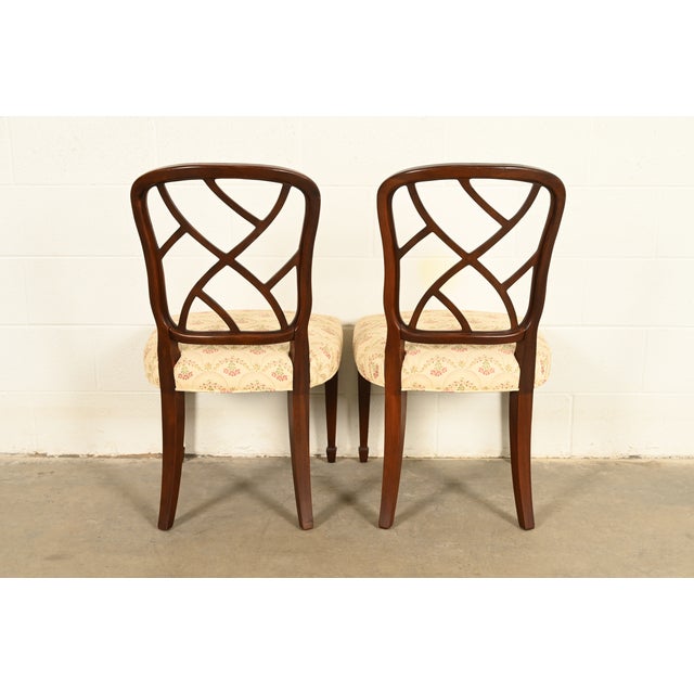 Kindel Furniture Style Federal Carved Mahogany Side Chairs or Dining Chairs, Pair For Sale - Image 12 of 14