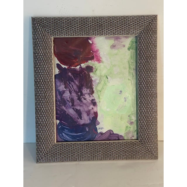Abstract Original Abstract in Purple Painting by Elia in Silver Tone Frame For Sale - Image 3 of 5