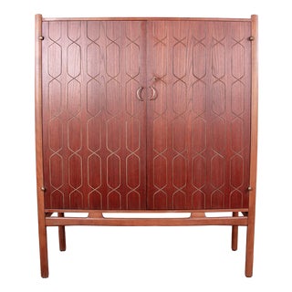 Swedish Napoli Highboard in Teak, Beech and Brass by David Rosén for Nordiska Kompaniet, 1960s For Sale