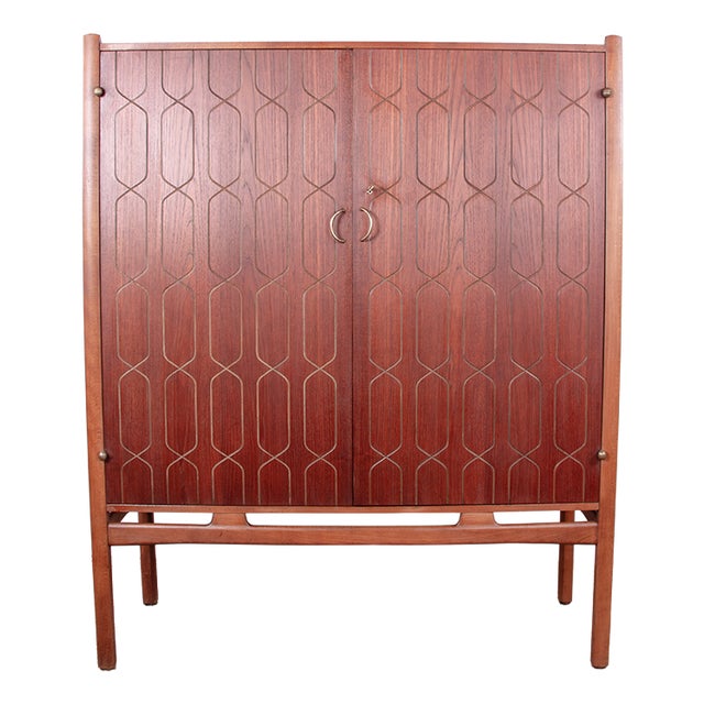 Swedish Napoli Highboard in Teak, Beech and Brass by David Rosén for Nordiska Kompaniet, 1960s For Sale