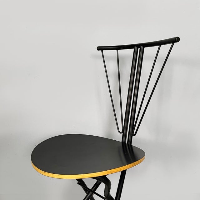 Italian Modern Black Wood and Metal Folding Chair, 1980s For Sale - Image 6 of 18