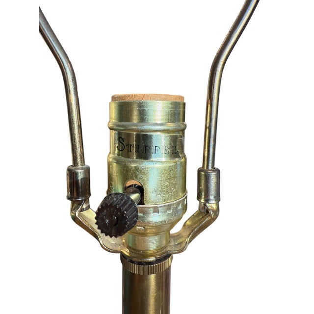 Metal Stiffel Solid Brass Table Lamps With Original Shades 1950s - a Pair For Sale - Image 7 of 18