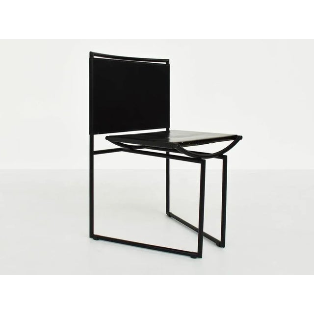 Model 91 Stackable Chairs in Black Leater by Mario Botta for Alias Limited, Italy, 1991, Set of 6 For Sale - Image 4 of 11