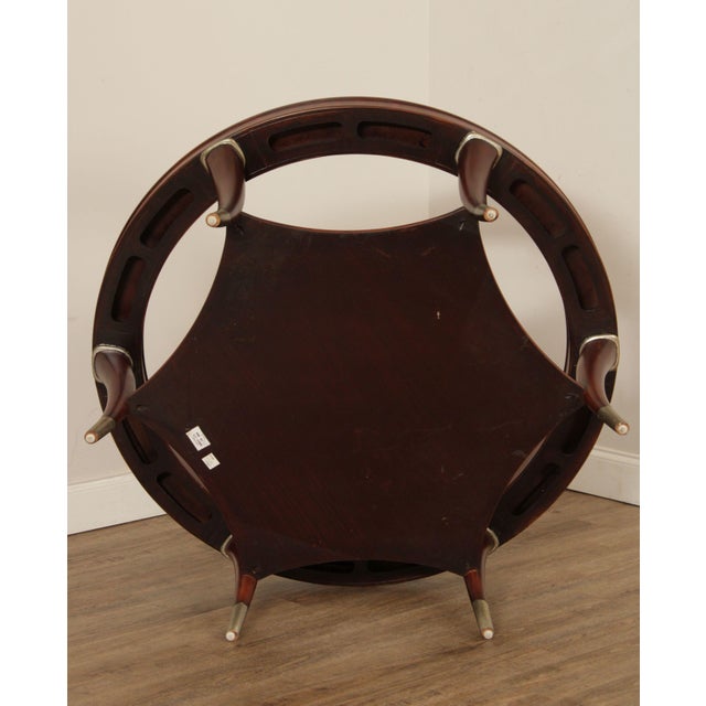 Thomasville 'Bogart" Art Deco Style Mahogany Glass Top Round Coffee