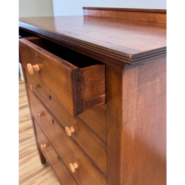 Brown Vintage Tallboy Pine Six Drawer Dresser For Sale - Image 8 of 10