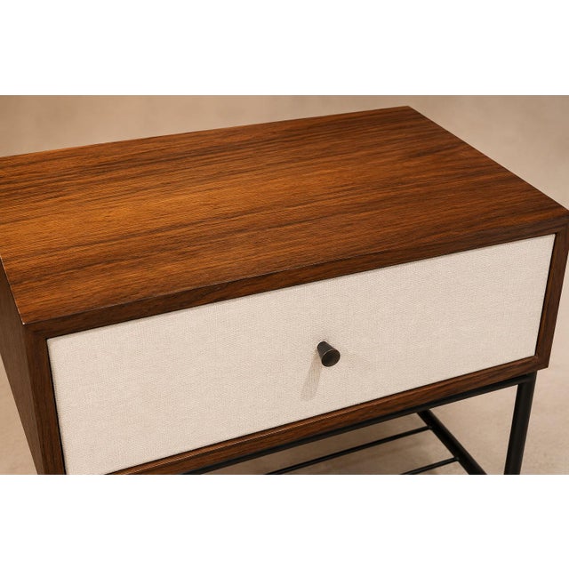 Bench with drawer in Rosewood, Fabric & Metal, Geraldo de Barros, 1950s - Lot 359B For Sale - Image 11 of 17