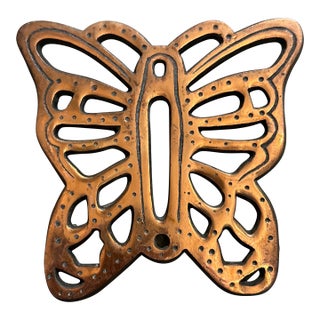 Vintage Butterfly Trivet/Hot Plate With Copper Finish For Sale