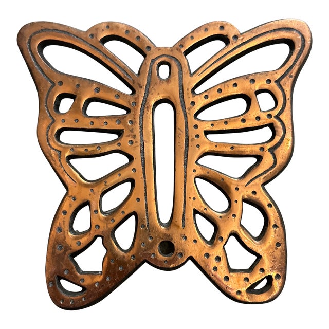 Vintage Butterfly Trivet/Hot Plate With Copper Finish For Sale