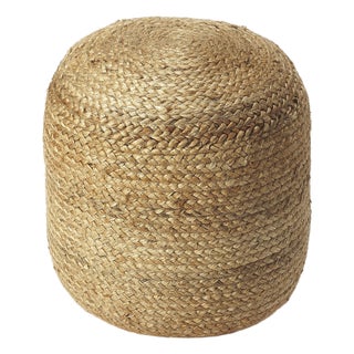 Noosa 16 in. W Round Jute Accent Pouffe, Natural For Sale