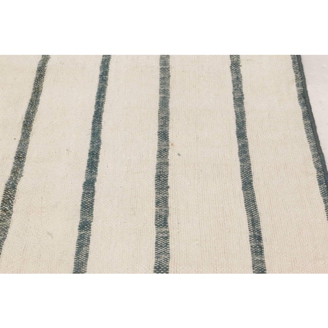 Modern Modern Handwoven Indian Dhurrie Runner in Ivory with Indigo by Doris Leslie Blau For Sale - Image 3 of 5