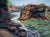 Presque Isle (Day 87) June 14, 2022 by Primary Hughes | Oil on masonite Landscape with rocky shoreline. For Sale