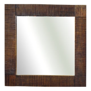 Vintage Brutalist Mirror in Oak, 1970s For Sale