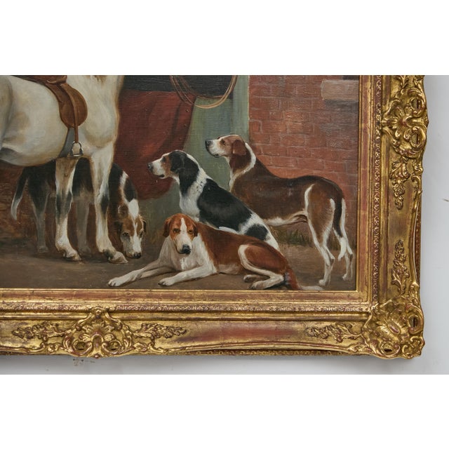 19th Century English Horse and Hound Oil Painting in Frame, Signed C. Goddard For Sale - Image 12 of 12