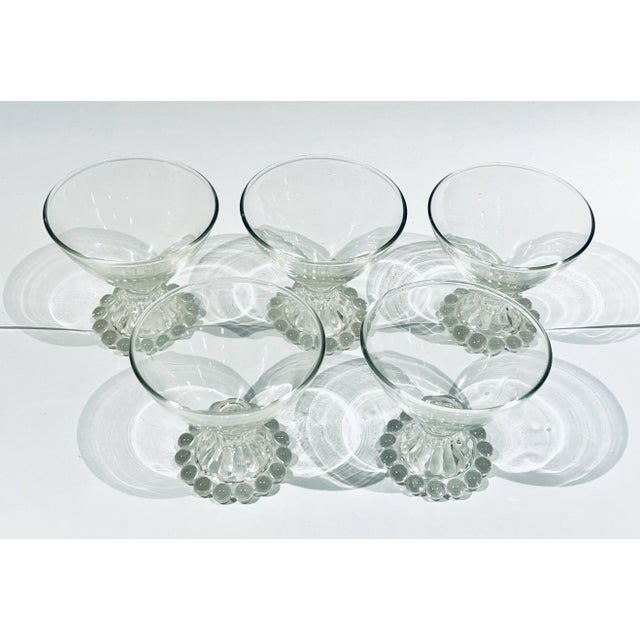 Adorable set of 5 vintage Anchor Hocking champagne coupes - would be sweet for desserts as well! The style is the Berwick...
