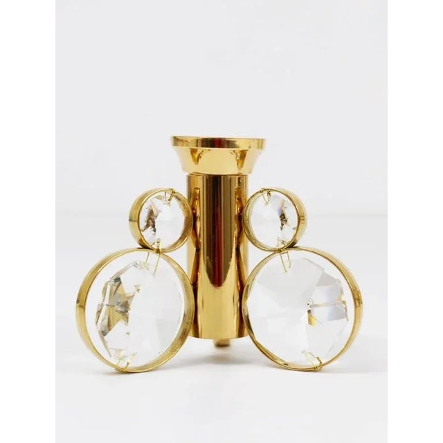 1970s Brass and Crystals Candleholder in the style of Gaetano Sciolari from Palwa, 1970s For Sale - Image 5 of 10