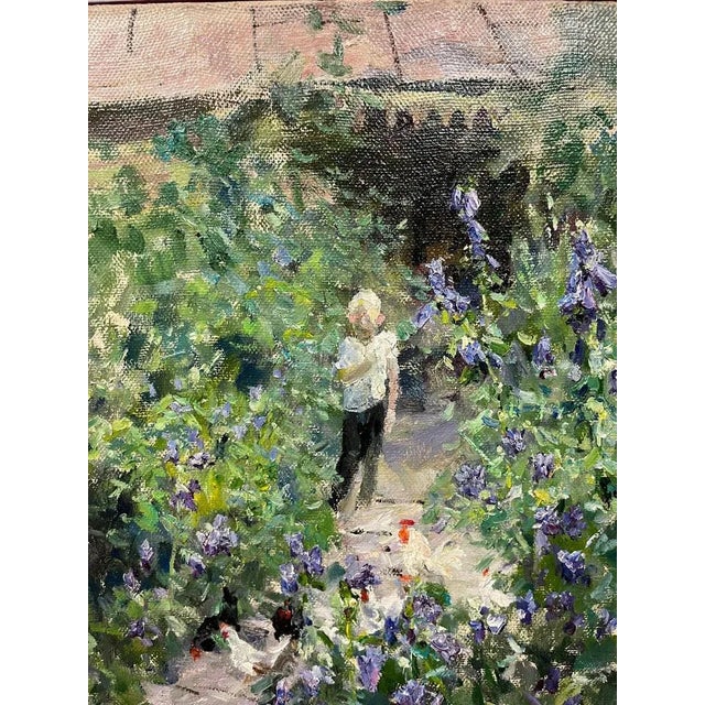 Bright garden corner with lilac and child bushes the son of the artist georgij moroz (dneprodzerzinsk, ukraine 1937 - st....