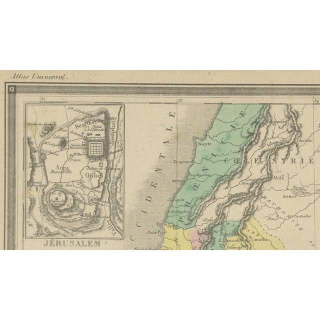 Palestine Divided Into Tribes Map with Ancient Jerusalem, Paris, 1850s For Sale - Image 4 of 11