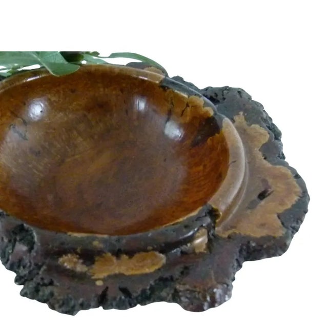 Brown Hoyt G. Brown Signed 9" Cherry Burl Bowl | Appalachian Folk Art | Live Edge Wood Bowl For Sale - Image 8 of 11