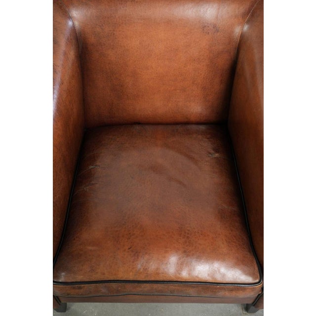 Art Deco Club Chair in Sheepskin Leather For Sale - Image 6 of 13