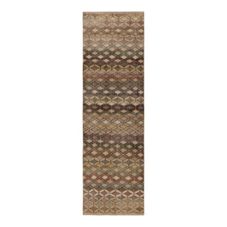 Vintage Turkish Runner, Brown With Multicolor Geometric Design - Rug & Kilim For Sale