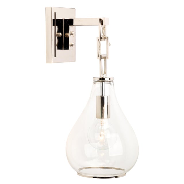 Jamie Young Tear Drop Hanging Wall Sconce in Nickel & Clear Glass For Sale - Image 4 of 6