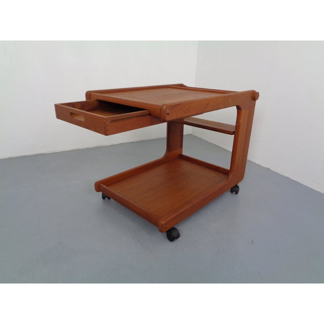 Large Rollable Teak Bar Cart, 1960s For Sale - Image 16 of 16