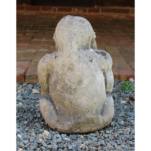 English Mid-20th Century English Cast Stone Seated Gorilla Garden Ornament For Sale - Image 3 of 6