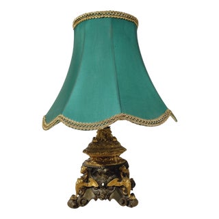 Historicism Bronze Table Lamp with Gilded Decoration, 19th Century For Sale