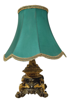 Historicism Bronze Table Lamp with Gilded Decoration, 19th Century