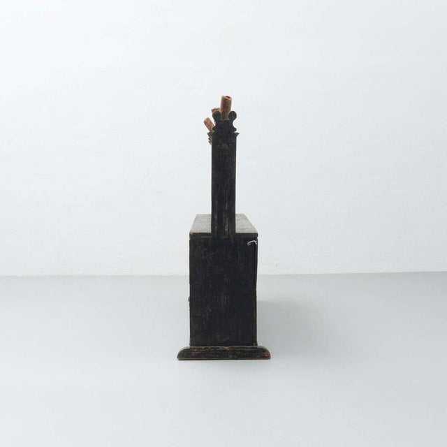 Large Spanish Hachero Candleholder in Stained Wood, 1940s For Sale - Image 3 of 14