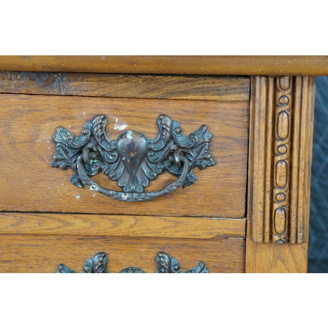 Antique American Victorian Oak Washstand Commode Chest Cabinet Backsplash For Sale - Image 10 of 18